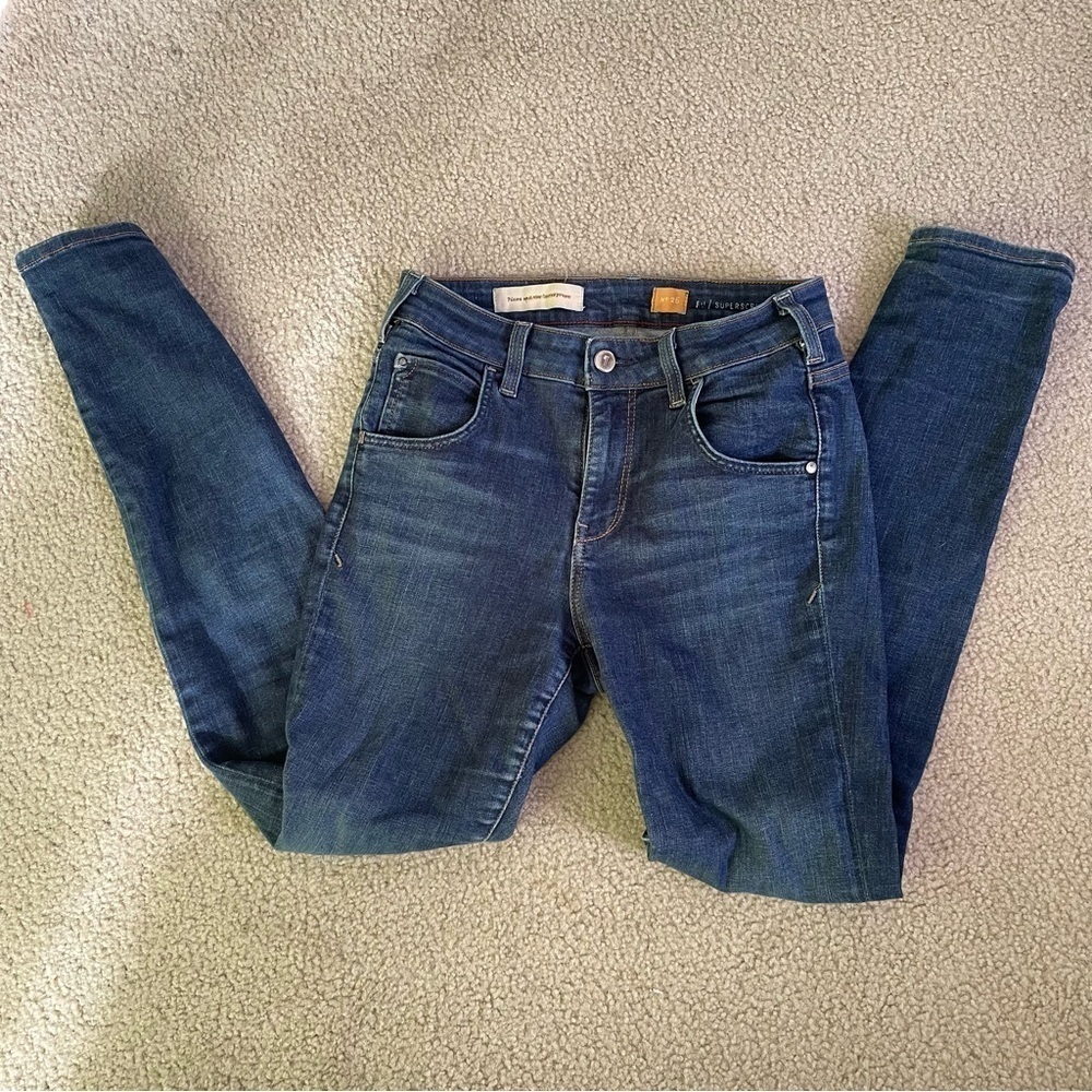 Pilcro and the Letterpress dark wash super soft straight leg jeans